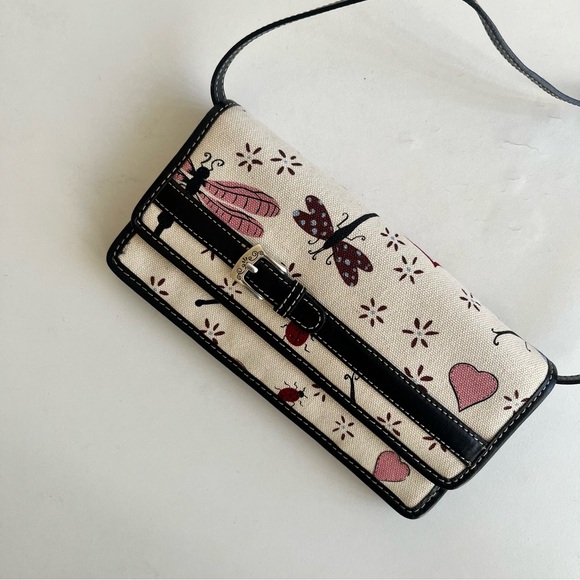 Brighton Canvas Leather Mini Crossbody Organizer Handbag - Picture 2 of 10